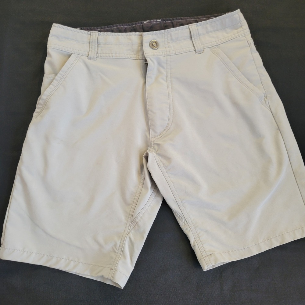 KUHL Hiking Shorts Mens 30 Light Tan Grey Stretch Cargo Outdoor Performance